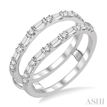 1/2 ctw Baguette and Round Cut Diamond Insert Ring in 14K White Gold